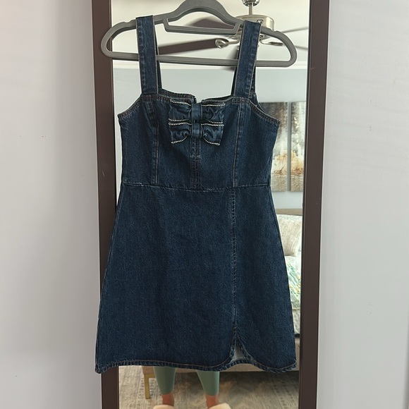 NWOT Endless Rose denim bow mini dress - Picture 4 of 6